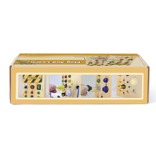 Montessori Wooden Activity Board/Switches/24 LED lights