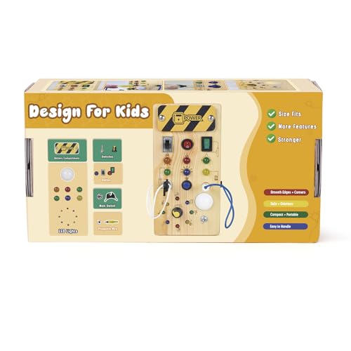 Montessori Wooden Activity Board/Switches/24 LED lights