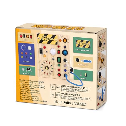 Montessori Wooden Activity Board/Switches/24 LED lights