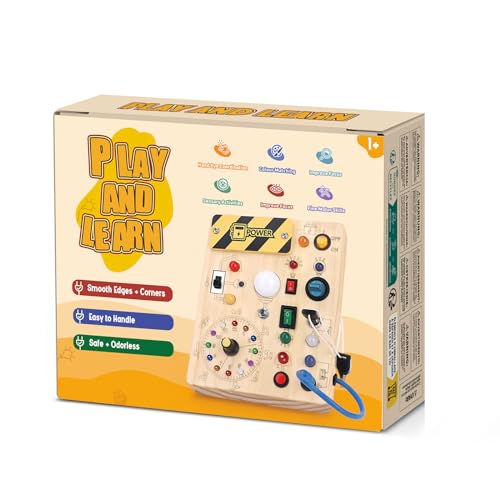 Montessori Wooden Activity Board/Switches/24 LED lights