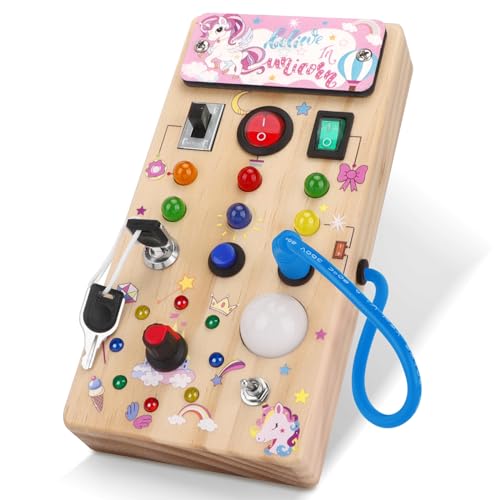 Montessori Wooden Activity Board/Switches/24 LED lights