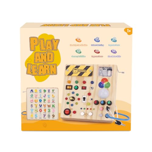 Montessori Wooden Activity Board/Switches/24 LED lights