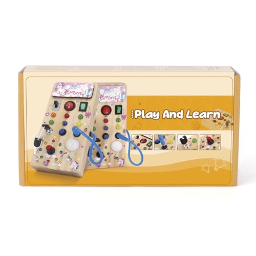 Montessori Wooden Activity Board/Switches/24 LED lights