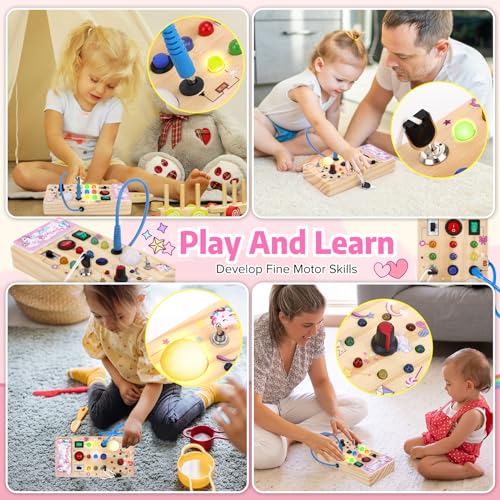 Montessori Wooden Activity Board/Switches/24 LED lights