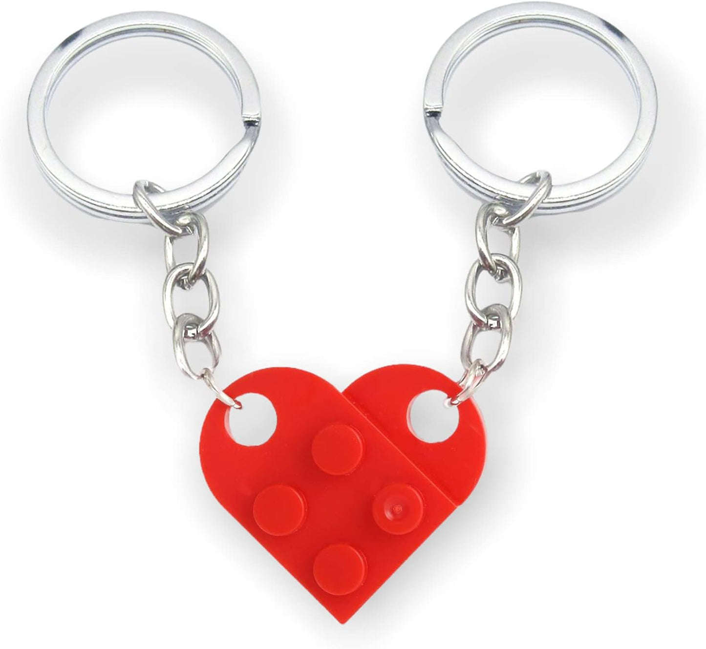 Red Brick Love Heart Keyring Keychain Set of 2 | Gift Pouch Included | Matching Couples/Friendship Gift - Affordable Valentines Day Gift Idea