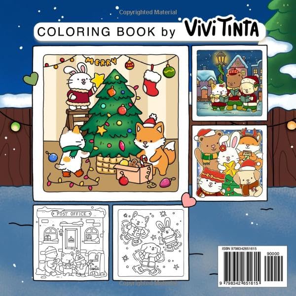 Fuzzy Hygge: Christmas Vibes Coloring Book for Adults & Teens Featuring Cozy Festive Holiday Winter Scenes with Adorable Animals Characters (Fuzzy Friends Coloring)