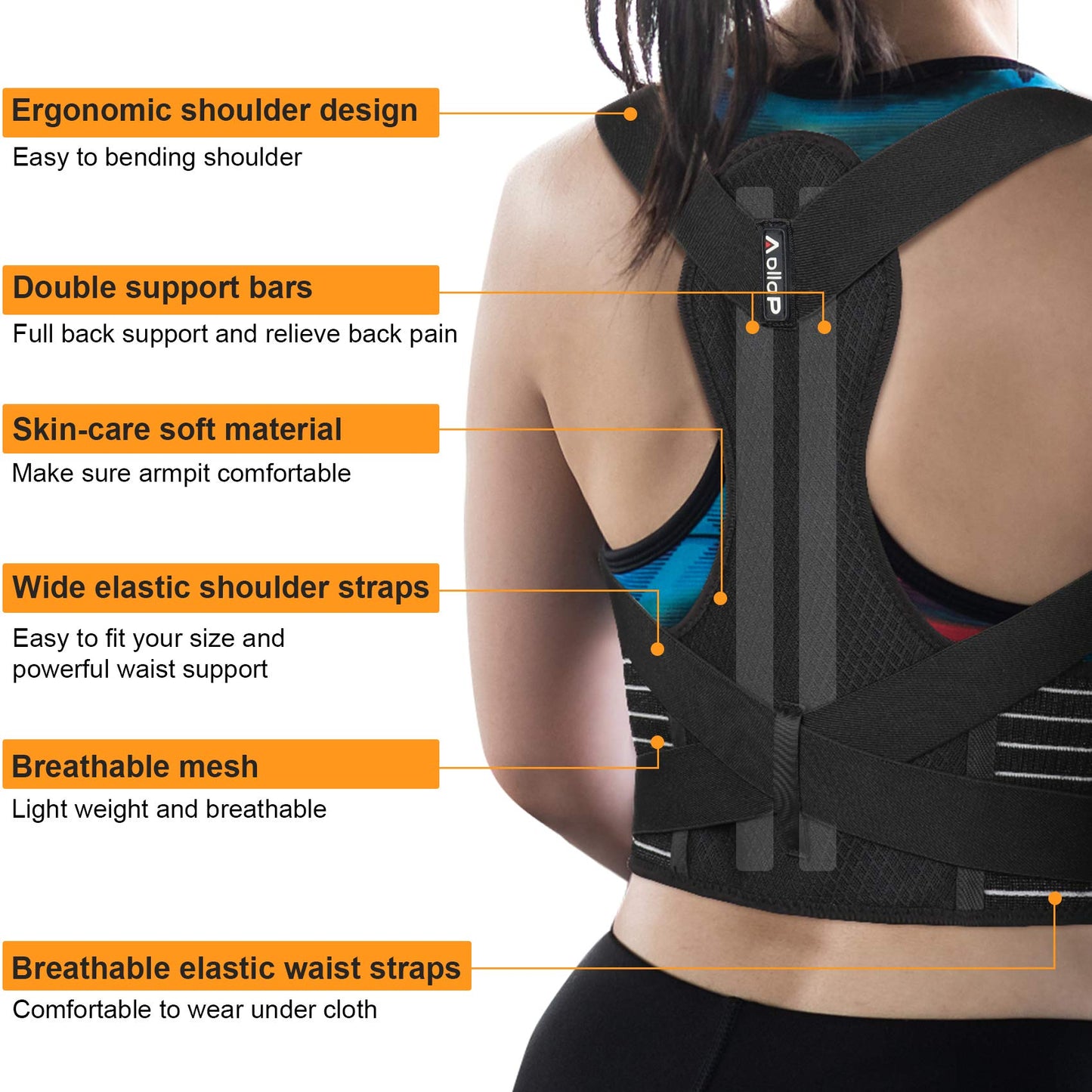 Posture Corrector - Back Brace Back Support Belt with Breathable Adjustable Elastic Bands