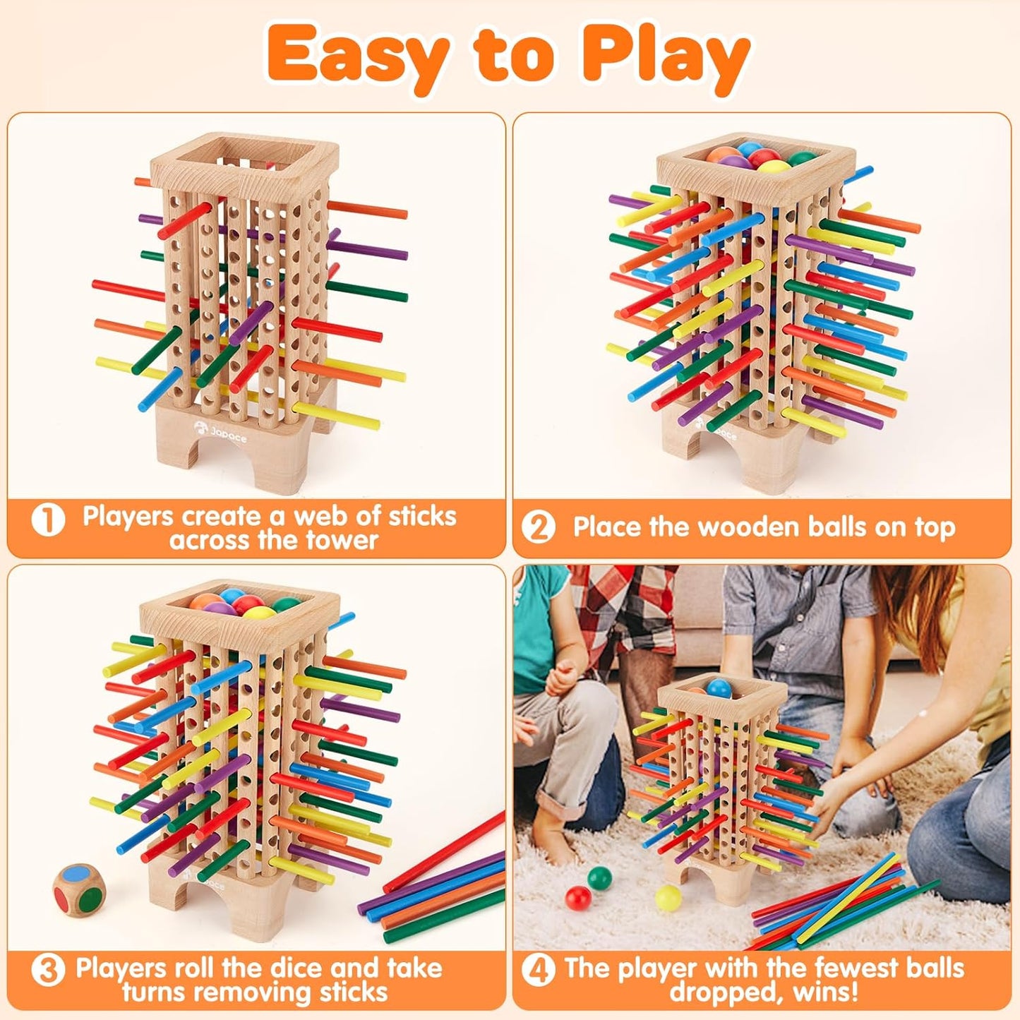 Montessori Educational Toys with 42 Colourful Sticks and Dice