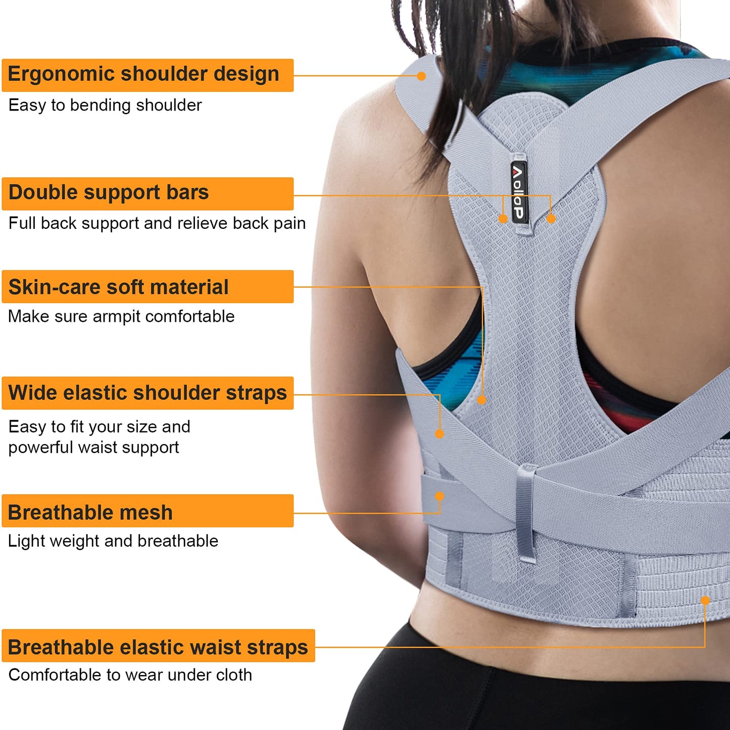 Posture Corrector - Back Brace Back Support Belt with Breathable Adjustable Elastic Bands