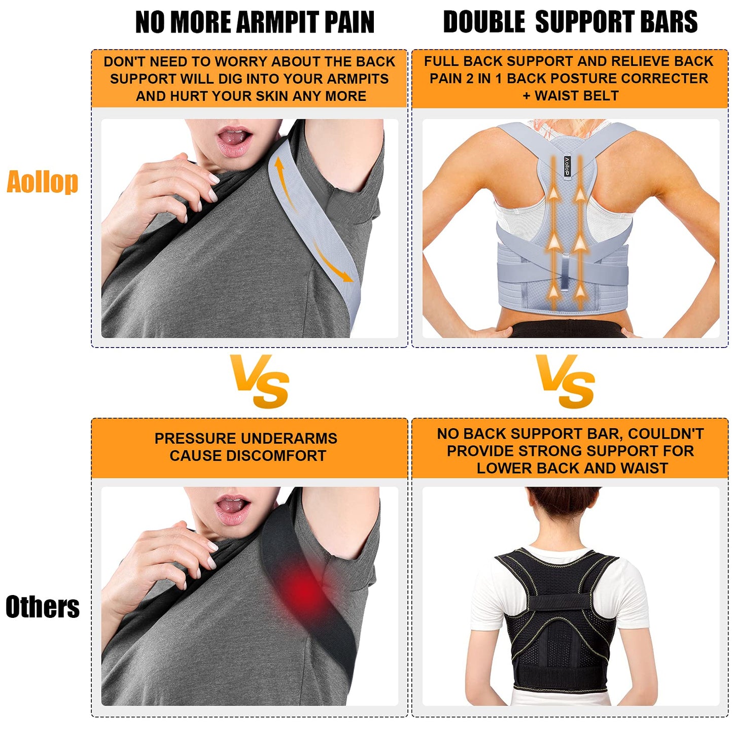 Posture Corrector - Back Brace Back Support Belt with Breathable Adjustable Elastic Bands