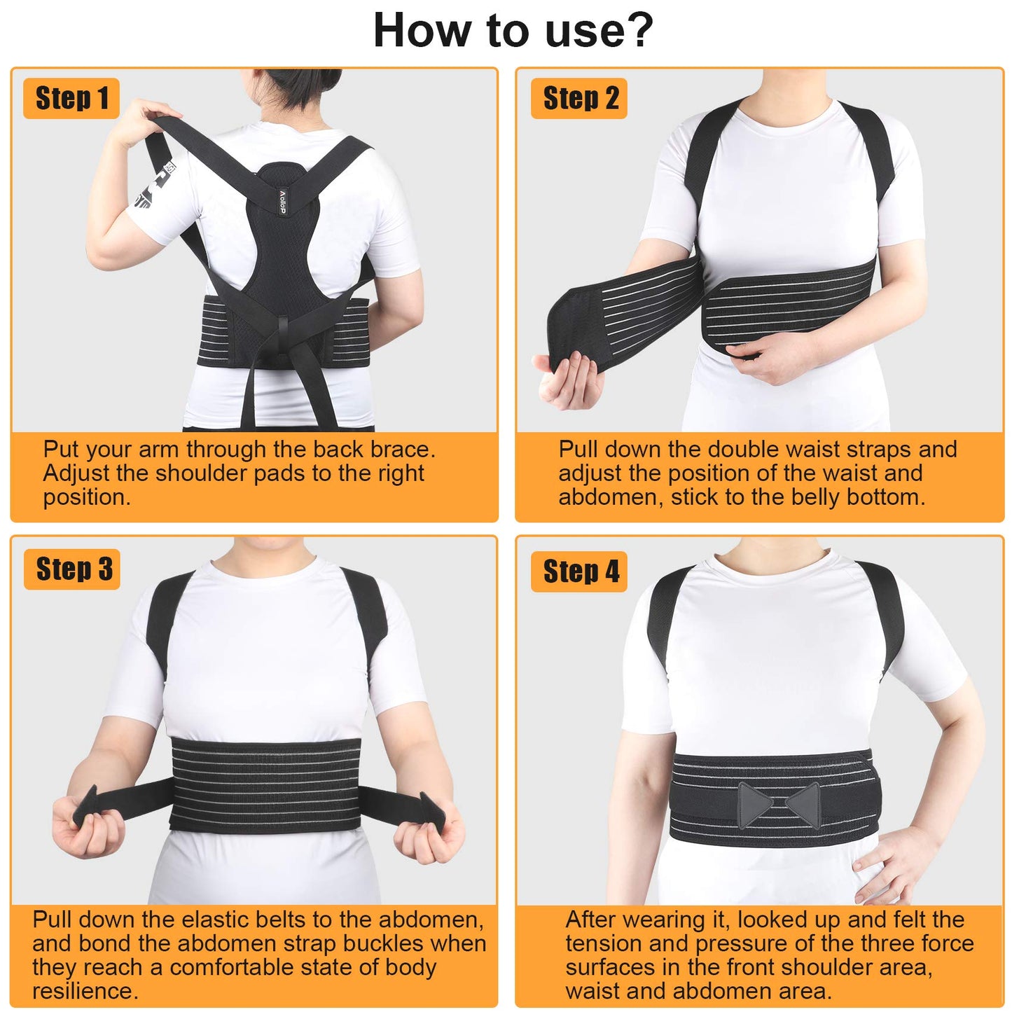 Posture Corrector - Back Brace Back Support Belt with Breathable Adjustable Elastic Bands