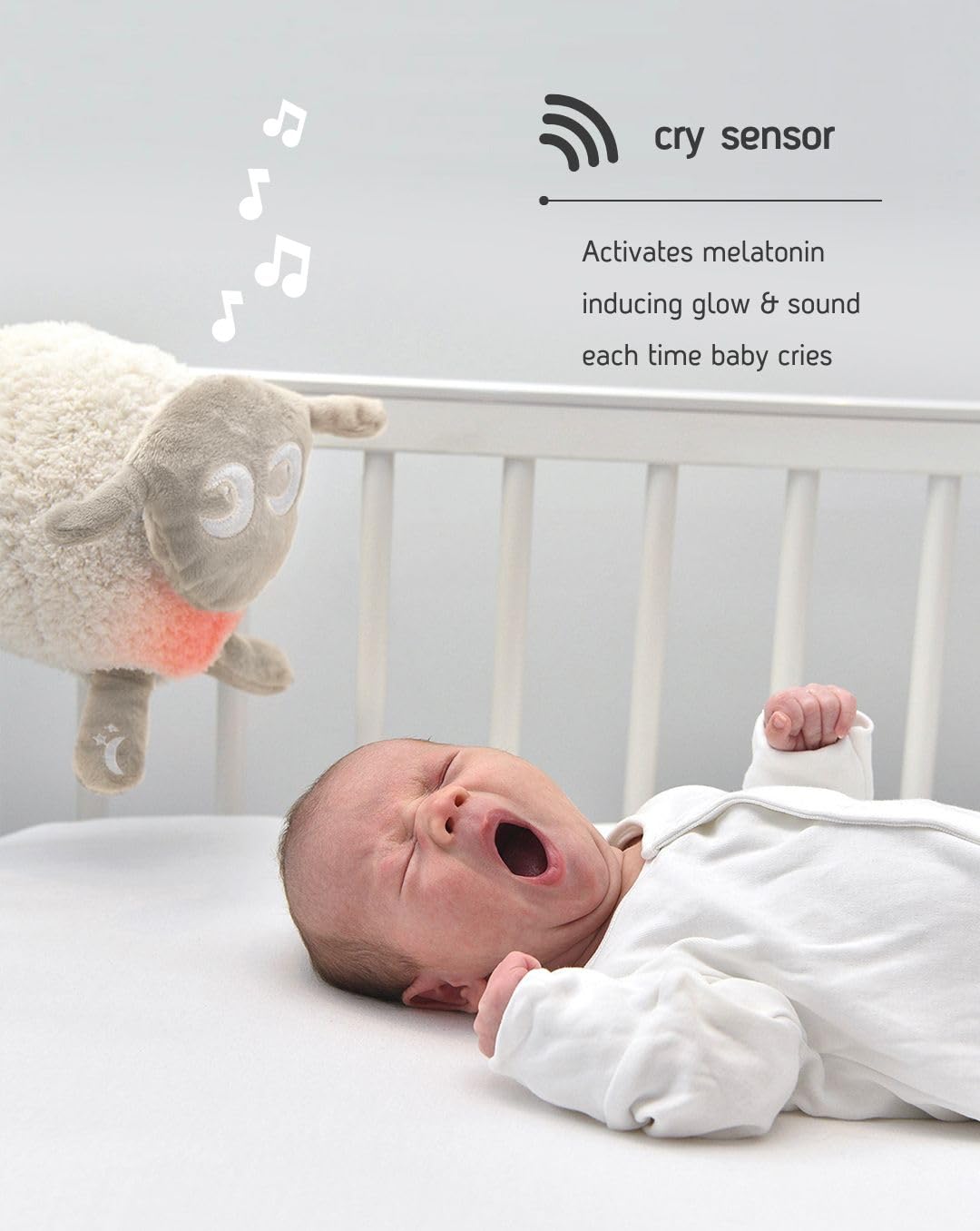 Rechargeable Ewan Deluxe, Grey | Baby & Toddler Sleep Aid Gift | Cry Sensor & Nightlight